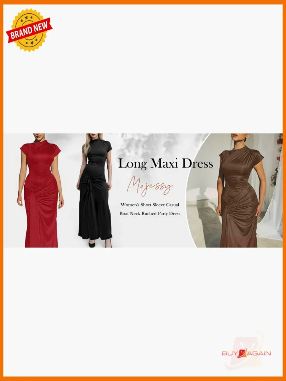 Bodycon Maxi Dress Mock Neck Lace Up Bandage Ruched Short Sleeve Cocktail Dress - Picture 7 of 7